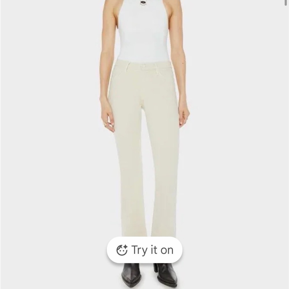 NWT MOTHER cream colored cotton mid rise flare jean size 31